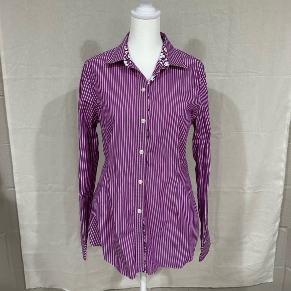 C. Wonder Women’s Purple Striped Button-Up Shirt Slim Fit - Picture 1 of 4